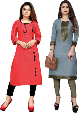 HEER CREATIONS Women Printed Straight Kurta(Multicolor)