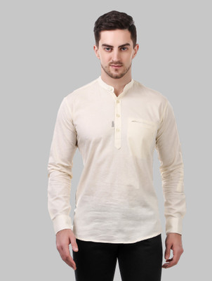Tap in Men Solid Straight Kurta(White)