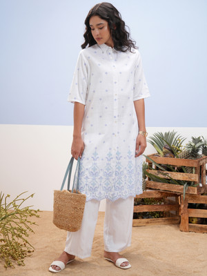 Vishudh Women Embroidered Straight Kurta(Multicolor)