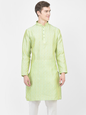 SG LEMAN Men Self Design Straight Kurta(Light Green)