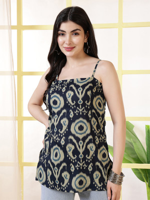 Nayo Women Floral Print Straight Kurta(Blue)