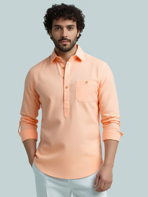 Univibe Men Solid A-line Kurta(Orange)