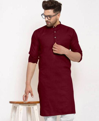 COCHICO ENTERPRISE Men Solid Straight Kurta(Maroon)