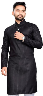VRAJVILLA ENTERPRISE Men Solid Straight Kurta(Black)
