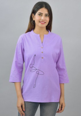 PP TRENDS Women Printed Straight Kurta(Purple)