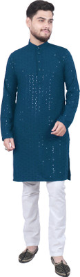 SQS Men Solid Straight Kurta(Multicolor)