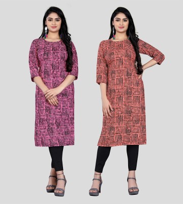 Shree Sarvottam Fashion Women Printed Flared Kurta(Purple)