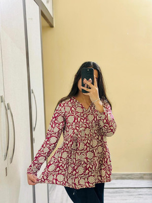 Muskan Collection Women Floral Print Flared Kurta(Multicolor)
