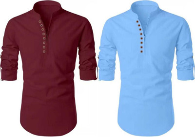 GUYS HUBB Men Solid Straight Kurta(Multicolor)