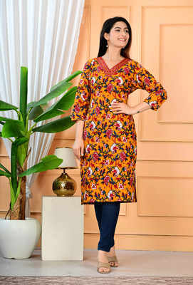 MANVIK FASHION Women Embroidered, Printed Straight Kurta(Multicolor)