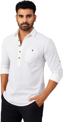 CROWNTAIL Men Solid Straight Kurta(White)