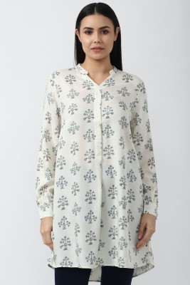 VAN HEUSEN Women Printed Straight Kurta(White)