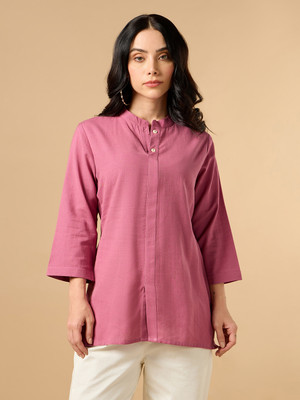 COTTONS DAILY Women Solid Straight Kurta(Pink)