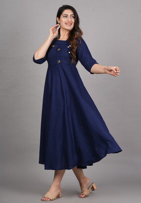 Ranawatintrend Women Solid Anarkali Kurta(Blue)