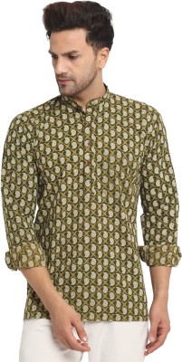 kraft india Men Printed Straight Kurta(Green)