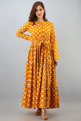 JYOTISHA Women Embroidered Anarkali Kurta(Yellow)