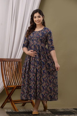 Kilangi fashions Women Printed Anarkali Kurta(Blue)