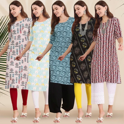 1 Stop Fashion Women Printed Straight Kurta(Multicolor)