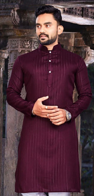 tammu designer Men Solid A-line Kurta(Maroon)
