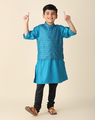 Fabindia Boys Printed A-line Kurta(Blue)