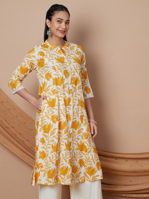 Melange by Lifestyle Women Printed Straight Kurta(Multicolor)