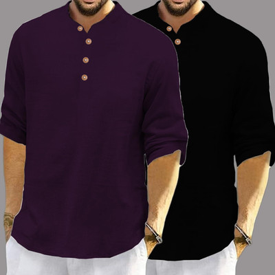 indirae Men Solid A-line Kurta(Purple)