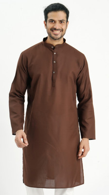 JODIDAR Men Solid Straight Kurta(Brown)