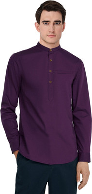 AVOLT Men Solid Straight Kurta(Purple)
