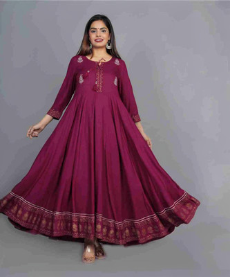 Mahalakshmi Creation Women Embroidered Anarkali Kurta(Maroon)