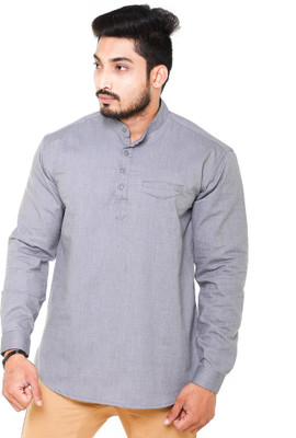 Twist99 Men Solid Straight Kurta(Grey)