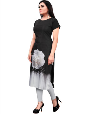 Modli 20 Fashion Women Striped Straight Kurta(White, Black)