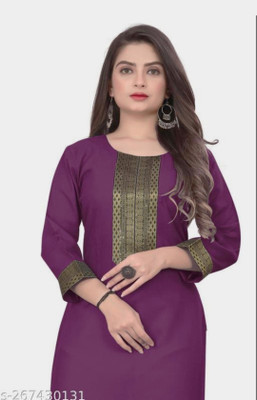 NORTIFASHION Women Embellished Straight Kurta(Purple)