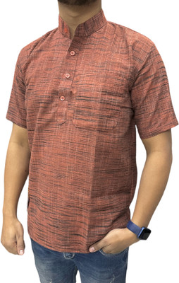 SARIM TEXTILE Men Printed Casual Orange, Grey Shirt