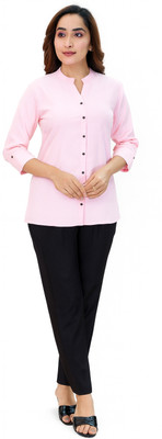 VieApparels Women Solid Straight Kurta(Pink)