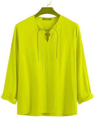 SuperTrend Men Printed Straight Kurta(Light Green)