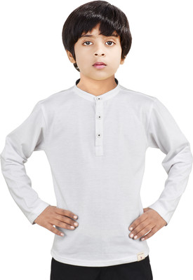 MADE IN THE SHADE Boys Solid Straight Kurta(White)