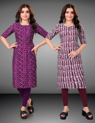 Tashvi Creation Women Printed Straight Kurta(Maroon)
