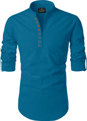Nnc Men Solid Straight Kurta(Light Blue)