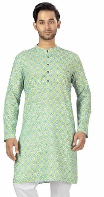 M T CO Men Printed Ethnic Dress Kurta(Light Green)