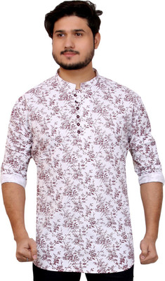 MADE IN THE SHADE Men Printed Straight Kurta(White)