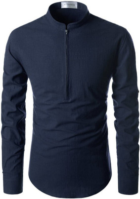 Edinwolf Men Solid A-line Kurta(Dark Blue)