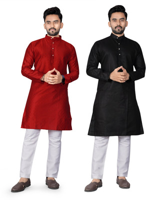 DHASU TRENDZ Men Solid, Printed Straight Kurta(Multicolor)