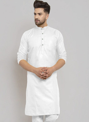 SEFRONI Men Solid Straight Kurta(White)