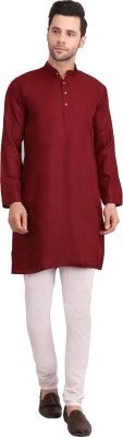 Stitchy Head Men Solid Straight Kurta(Maroon)