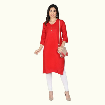 Good Straders Women Solid A-line Kurta(Red)