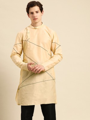 ANOUK Men Self Design Straight Kurta(Beige)