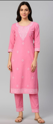 ABC Women Printed Ethnic Dress Kurta(Pink)