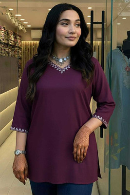 Bharti creation Women Solid A-line Kurta(Black)