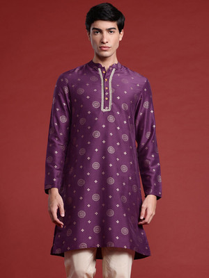 ANOUK Men Printed Straight Kurta(Purple)
