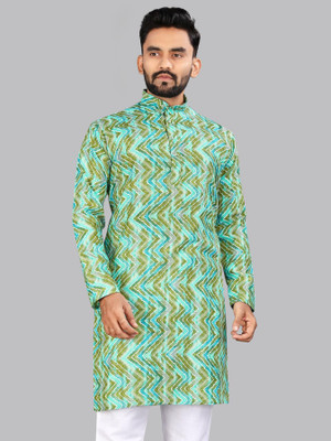 Divastri Men Printed A-line Kurta(Green)